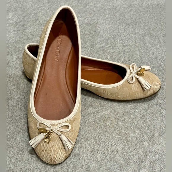 Coach Beige Flats with Tassel Detail - Picture 1 of 9